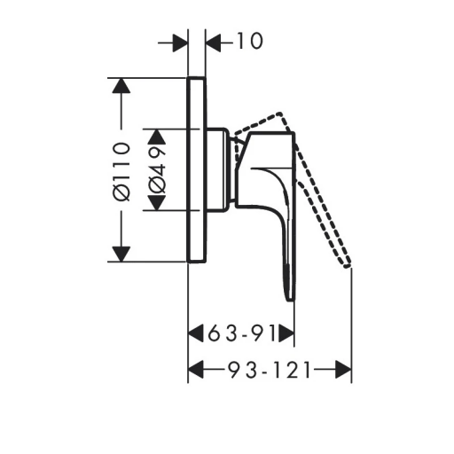 Смеситель для душа HANSGROHE Rebris Е 72659000 встраиваемый хром